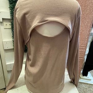 Warm Sand Cut Out Front or Back Ribbed Top